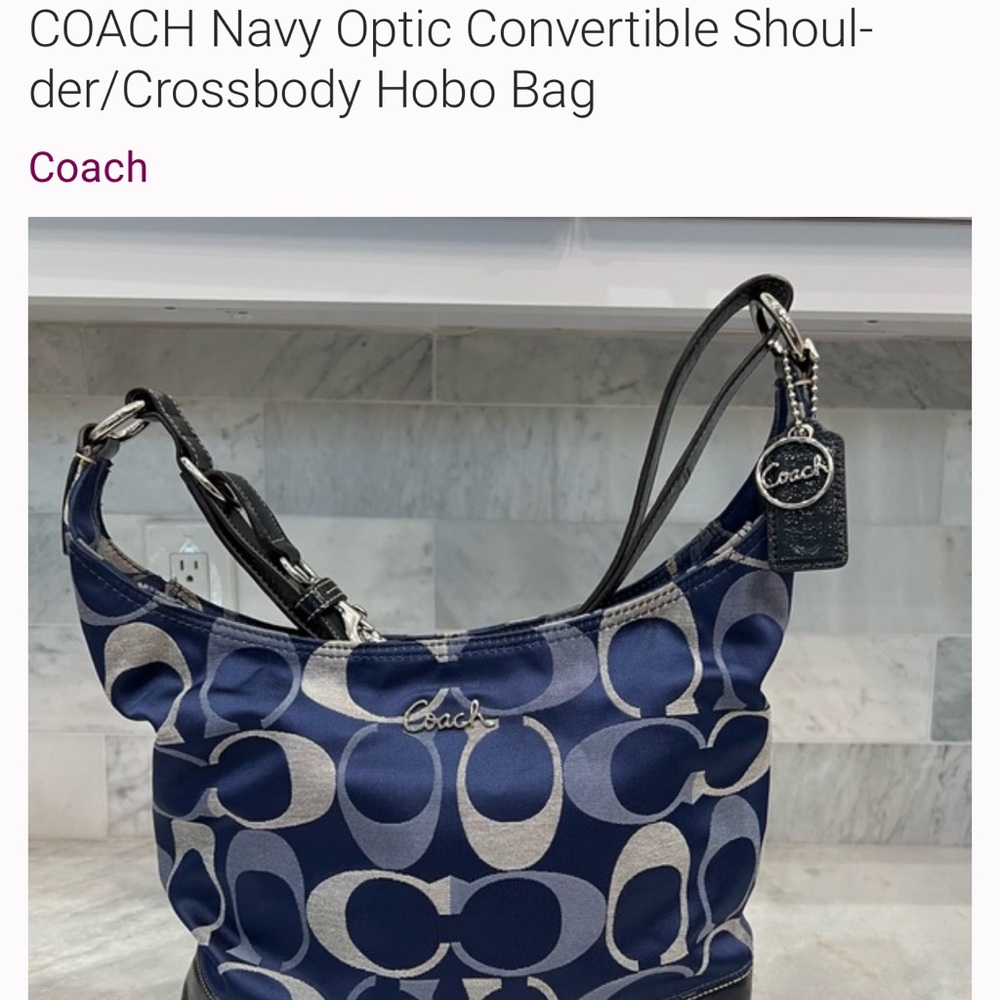 Coach Navy Optic Convertible Crossbody Bag